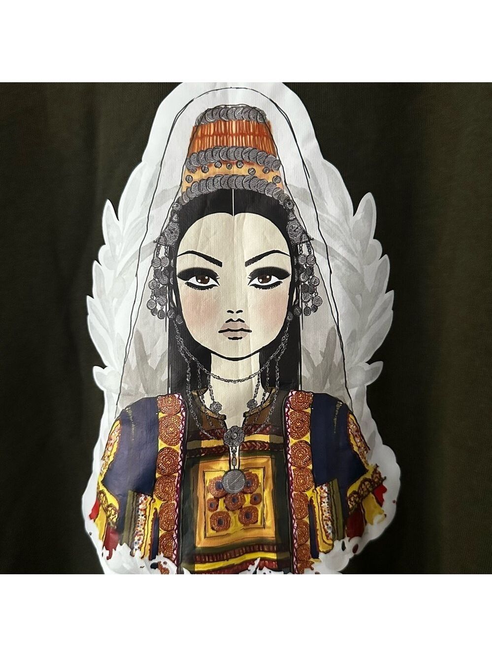 JEEL Graphic Sweatshirt Middle Eastern Woman in Traditional Garb sz Large